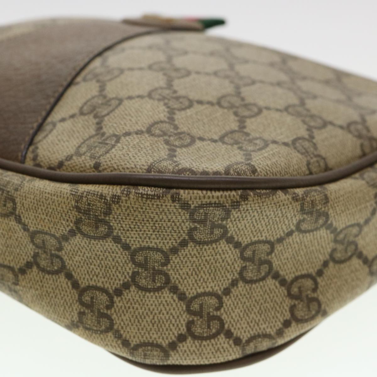 GUCCI GG Canvas Web Sherry Line Clutch Bag Beige Red Green am4114