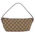 GUCCI GG Canvas Sherry Line Accessory Pouch Beige Pink 141809 am4129