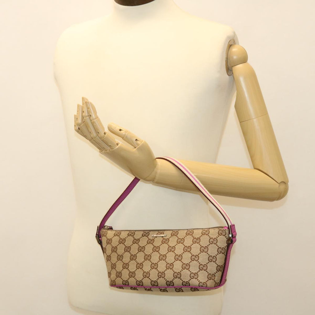GUCCI GG Canvas Sherry Line Accessory Pouch Beige Pink 141809 am4129