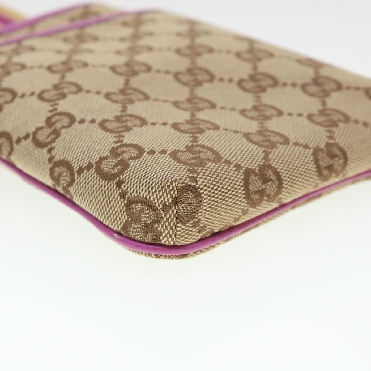 GUCCI GG Canvas Sherry Line Shoulder Bag Beige Pink 141863 am4134