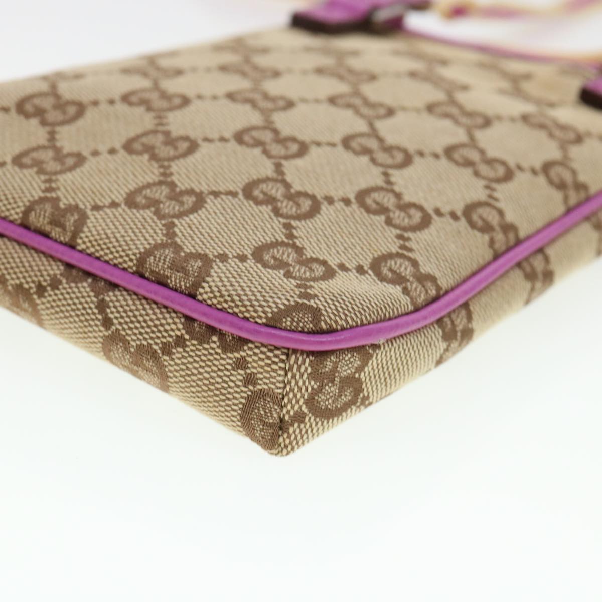 GUCCI GG Canvas Sherry Line Shoulder Bag Beige Pink 141863 am4134