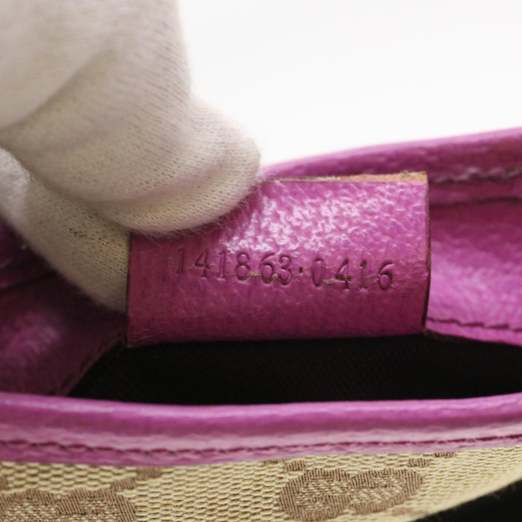 GUCCI GG Canvas Sherry Line Shoulder Bag Beige Pink 141863 am4134