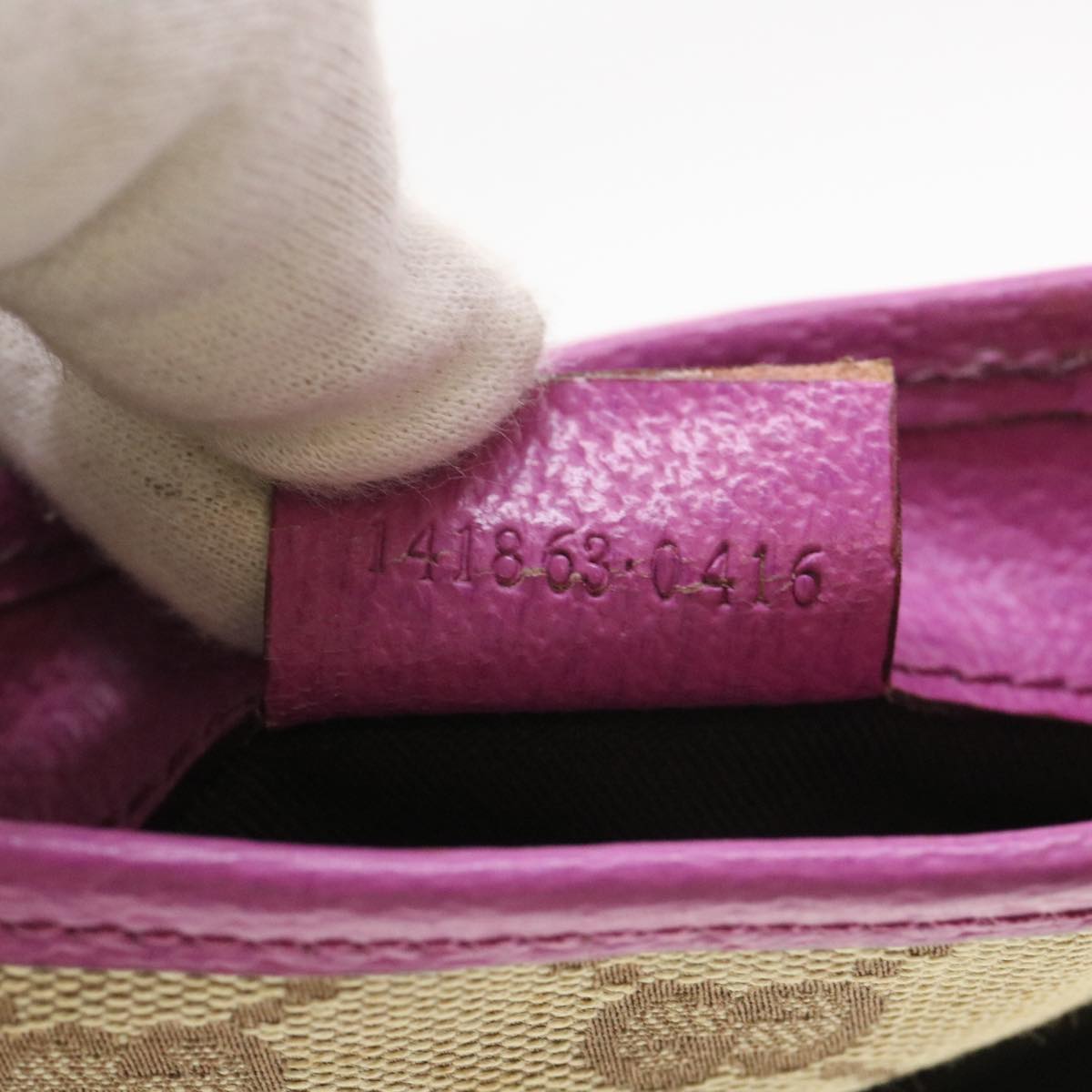 GUCCI GG Canvas Sherry Line Shoulder Bag Beige Pink 141863 am4134