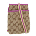 GUCCI GG Canvas Sherry Line Shoulder Bag Beige Pink 141863 am4134