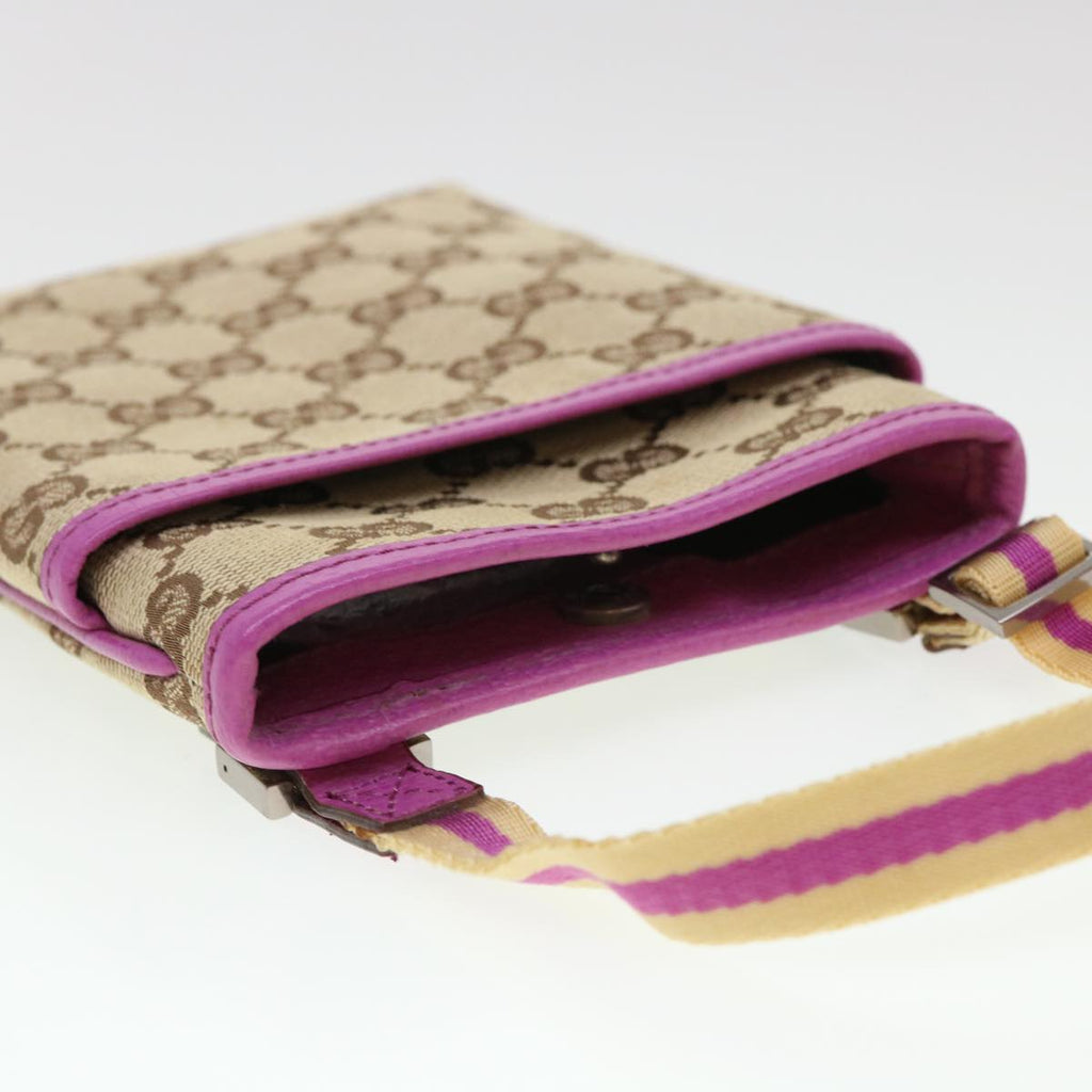 GUCCI GG Canvas Sherry Line Shoulder Bag Beige Pink 141863 am4134