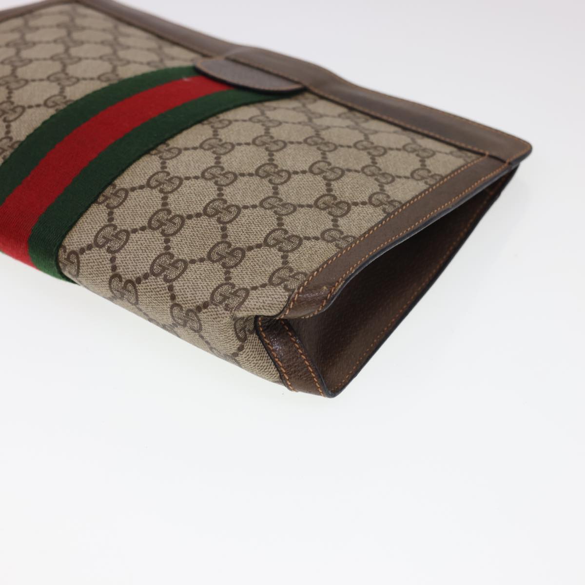 GUCCI GG Canvas Web Sherry Line Clutch Bag Beige Red Green 8901002 am4170