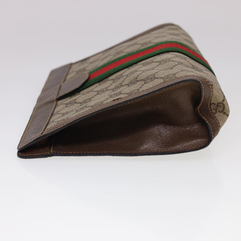 GUCCI GG Canvas Web Sherry Line Clutch Bag Beige Red Green 8901002 am4170