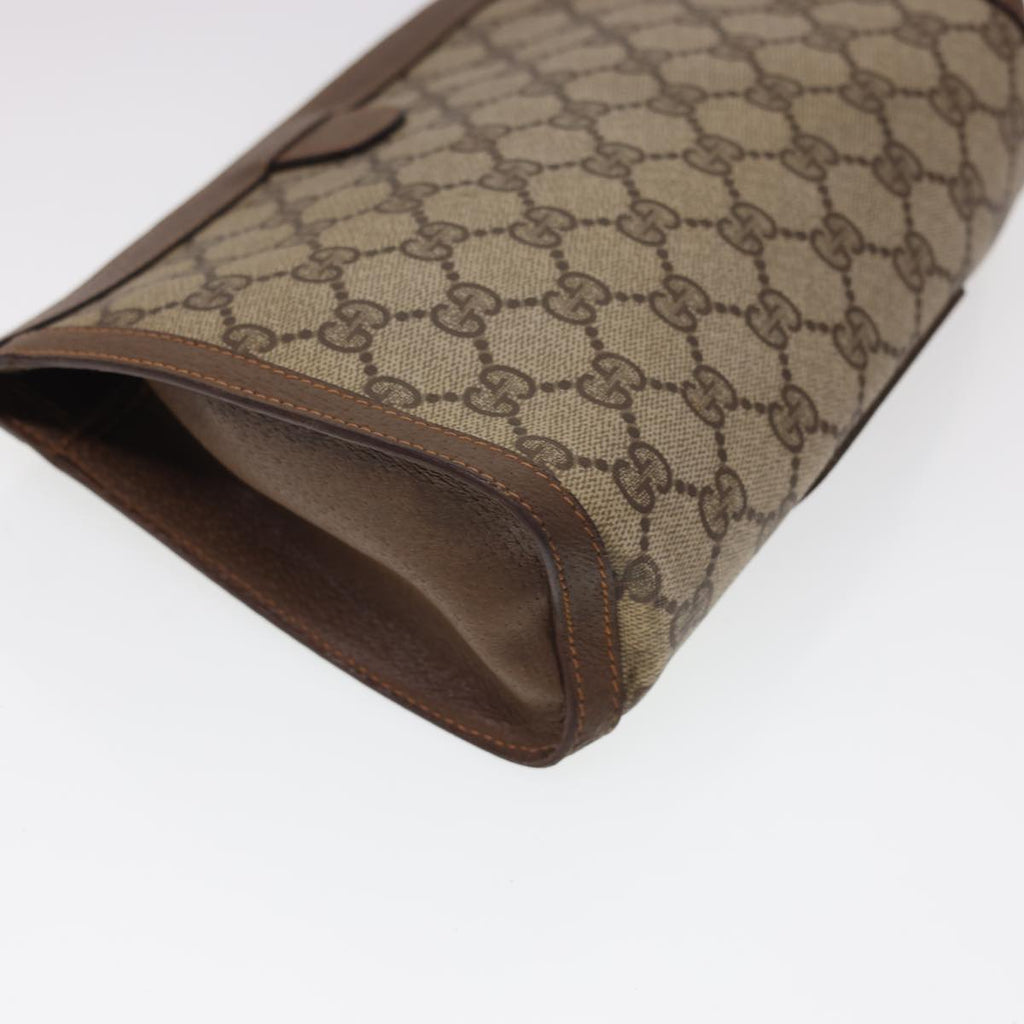 GUCCI GG Canvas Web Sherry Line Clutch Bag PVC Leather Beige Red am4171