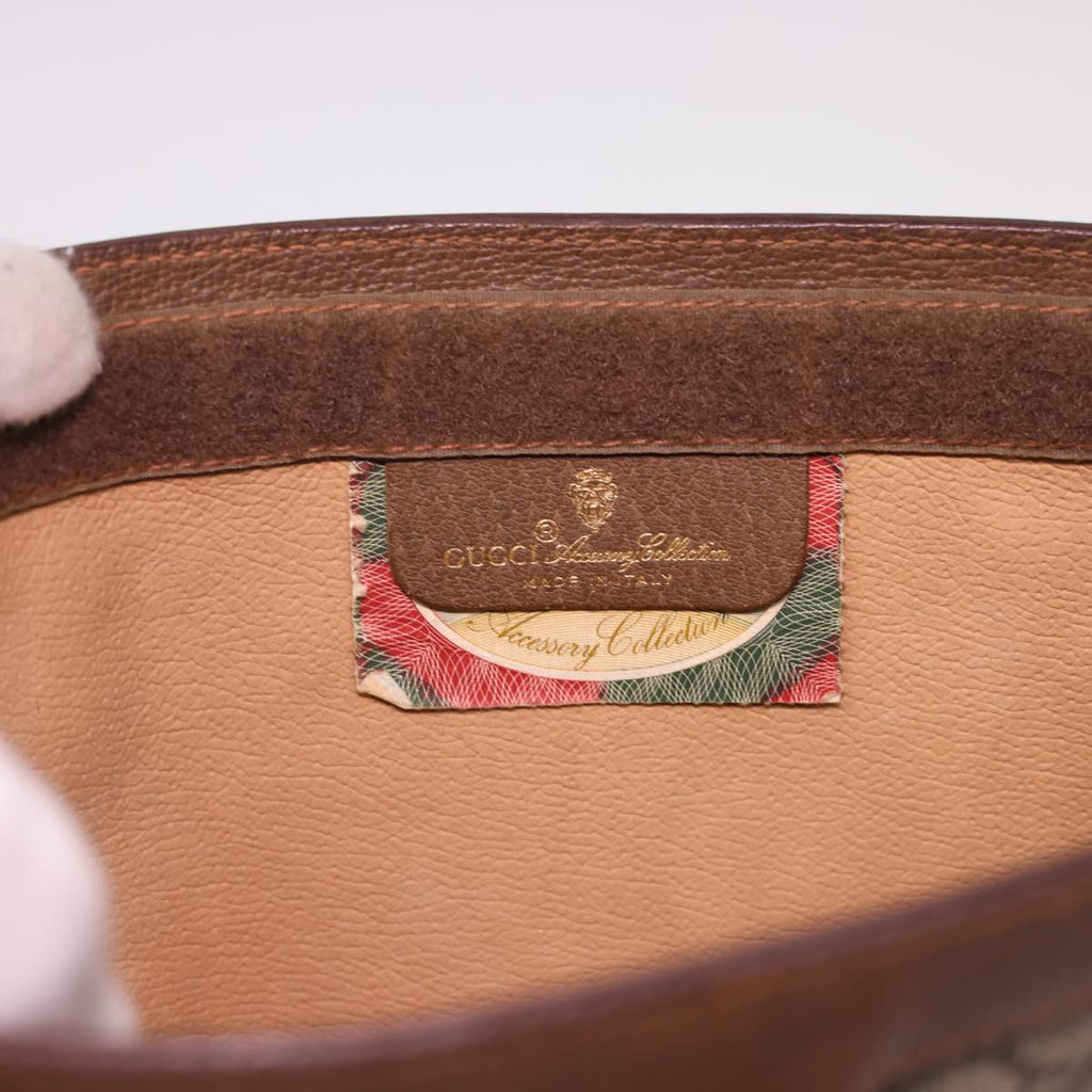 GUCCI GG Canvas Web Sherry Line Clutch Bag PVC Leather Beige Red am4171