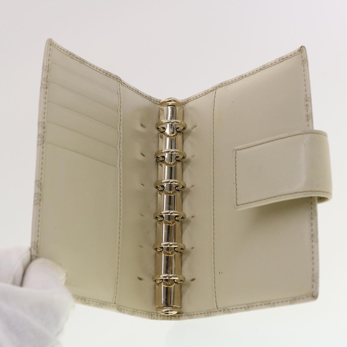 GUCCI Gucci Shima GG Day Planner Cover Leather White 115240 am4213