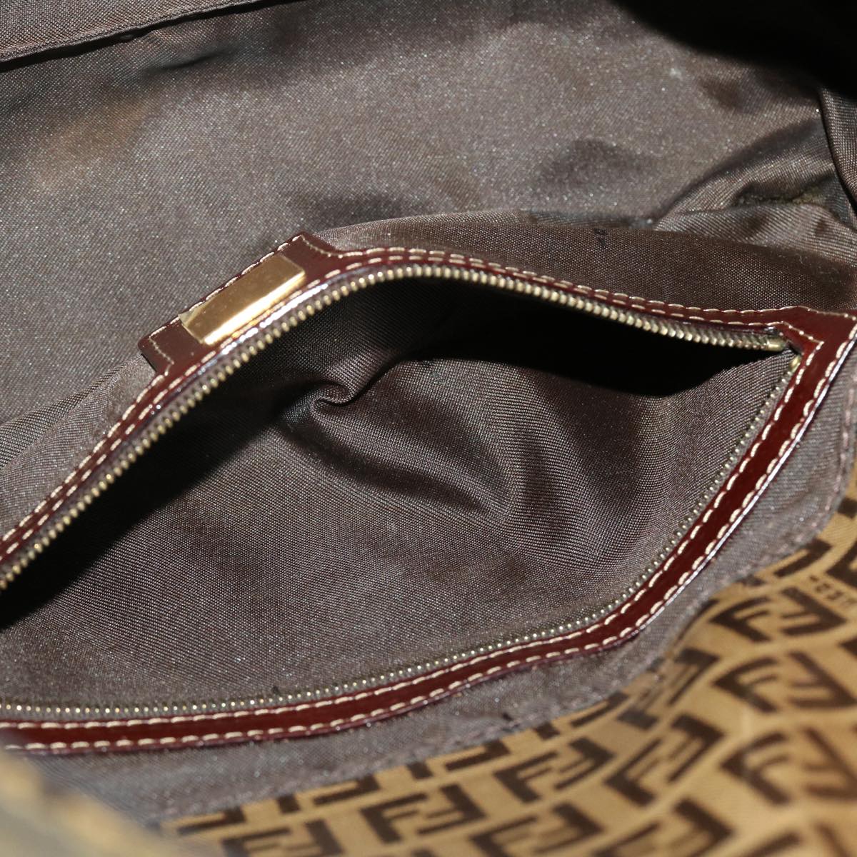 FENDI Zucchino Canvas Mamma Baguette Shoulder Bag Coated Canvas am4224