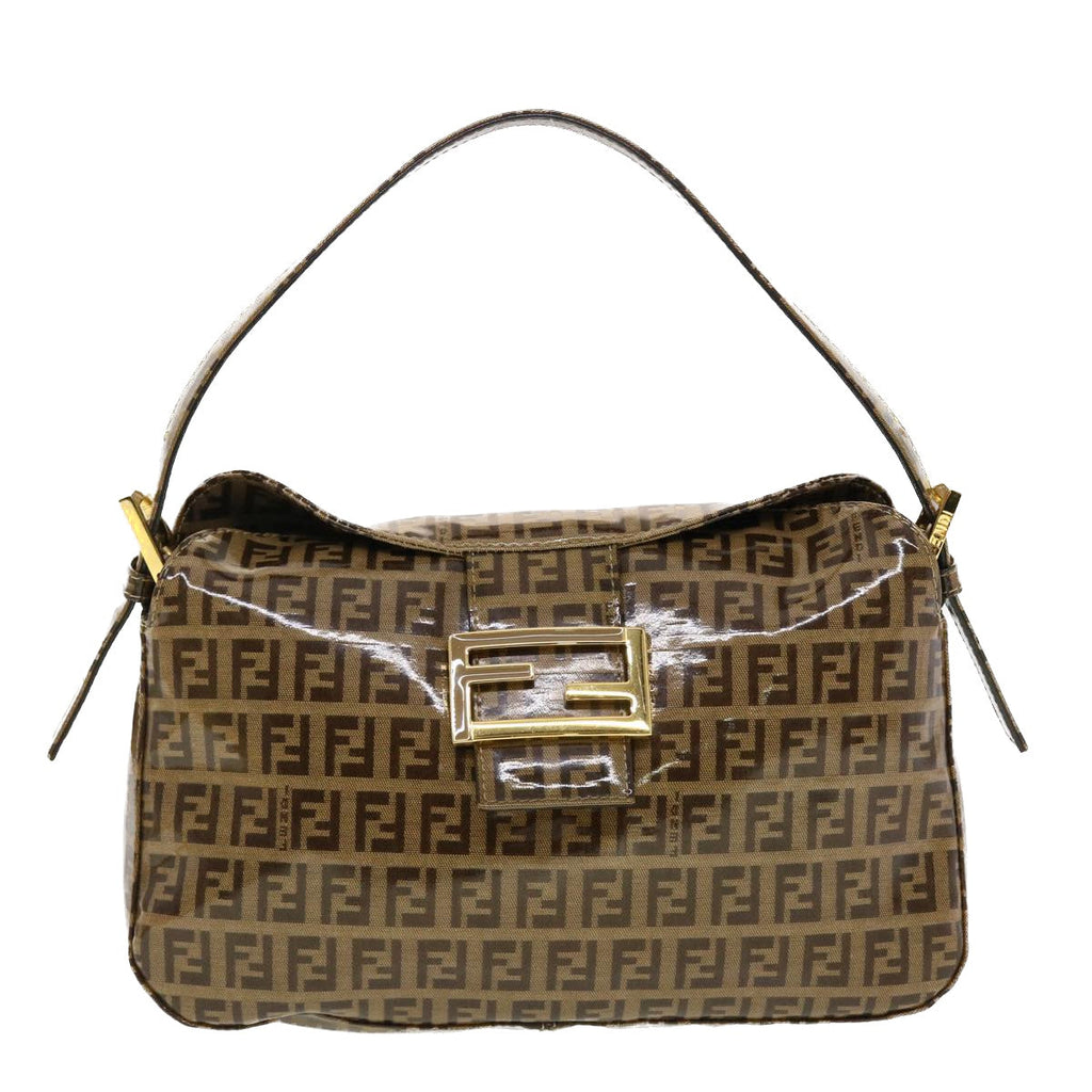 FENDI Zucchino Canvas Mamma Baguette Shoulder Bag Coated Canvas am4224