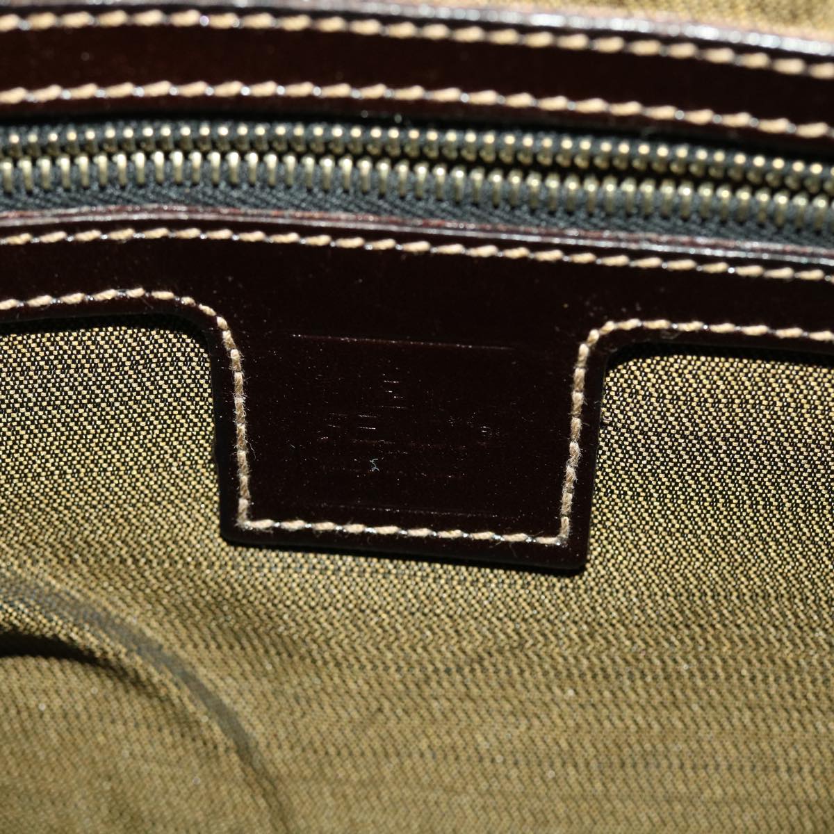 FENDI Zucca Canvas Mamma Baguette Shoulder Bag Nylon Brown Black am4225