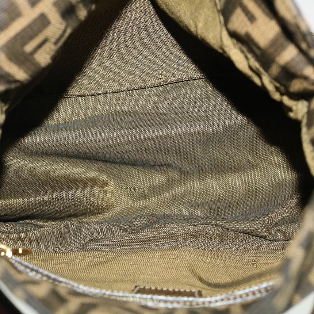 FENDI Zucca Canvas Mamma Baguette Shoulder Bag Nylon Brown Black am4225
