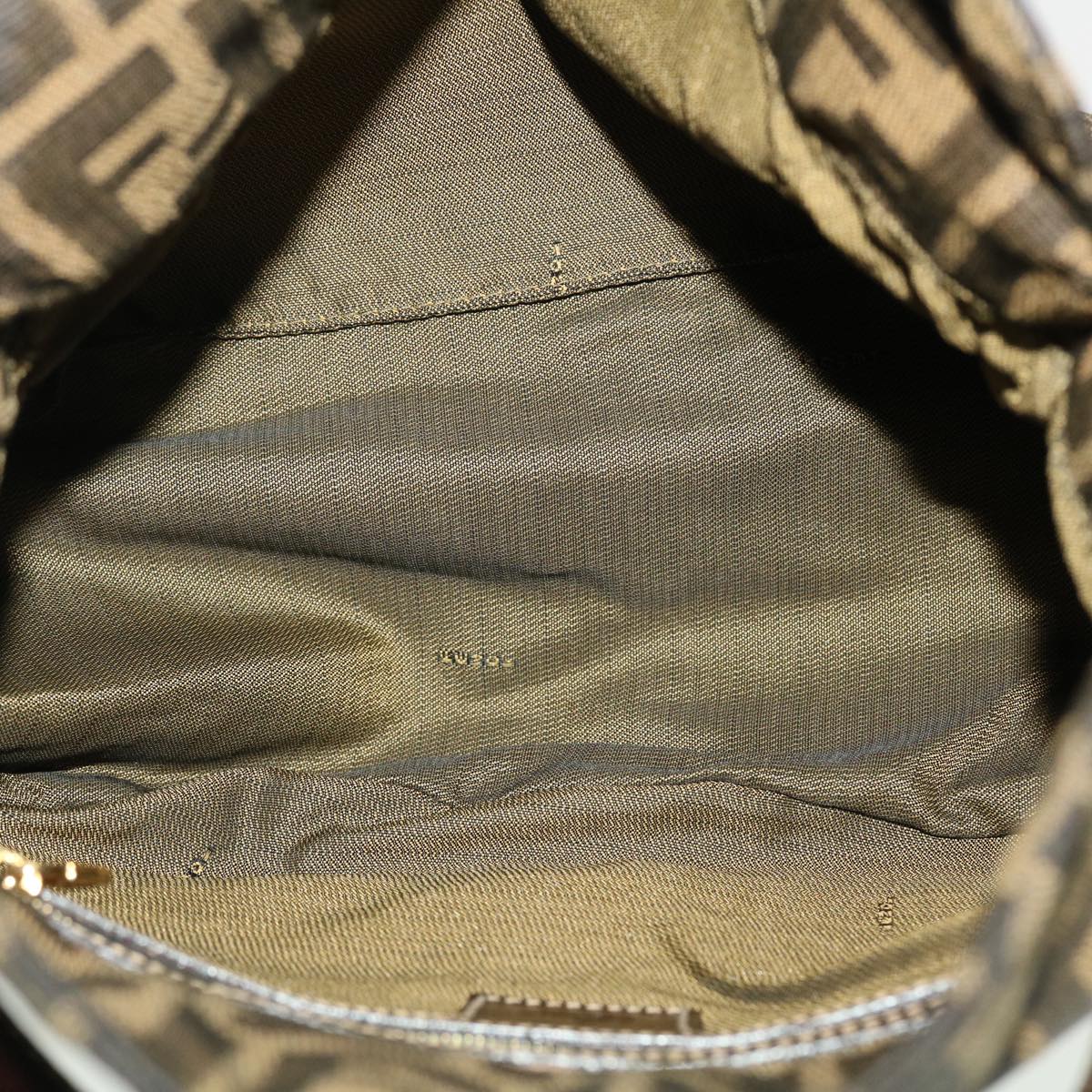 FENDI Zucca Canvas Mamma Baguette Shoulder Bag Nylon Brown Black am4225