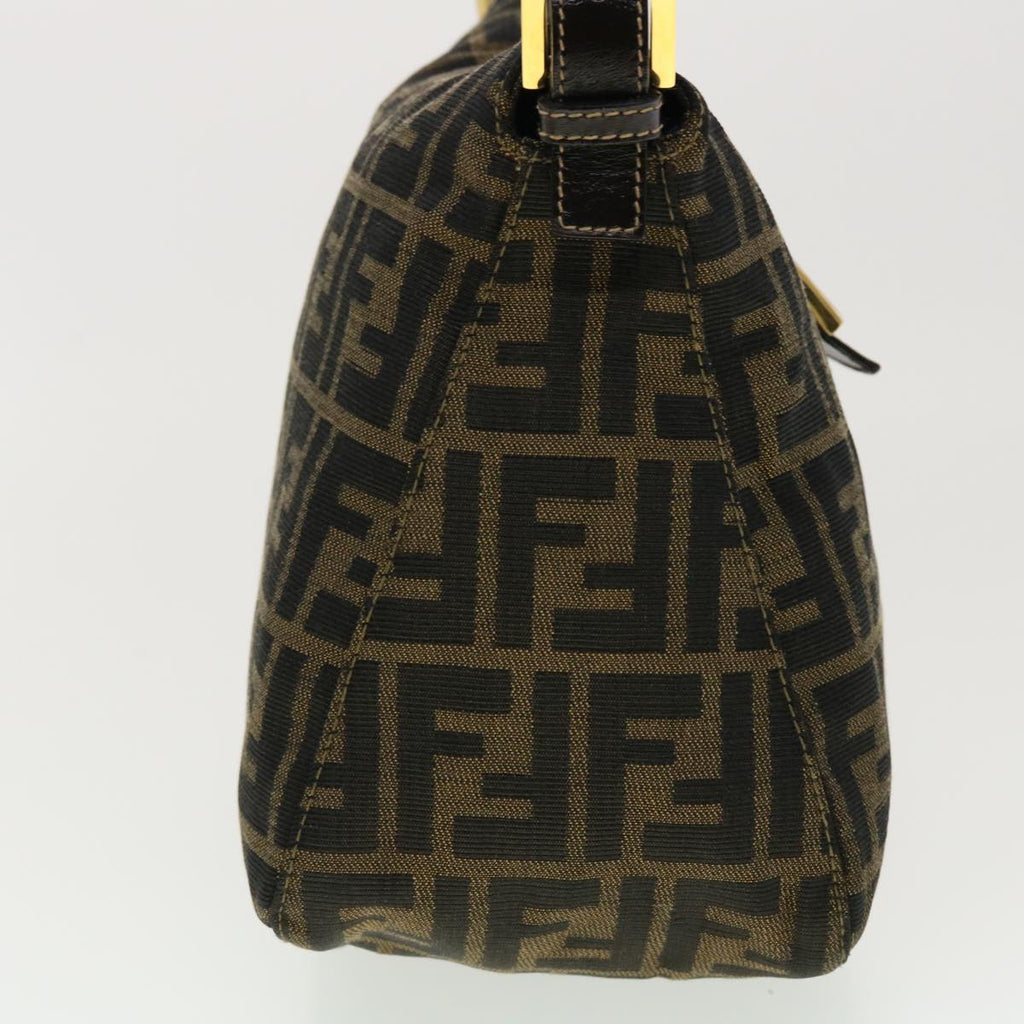 FENDI Zucca Canvas Mamma Baguette Shoulder Bag Nylon Brown Black am4225