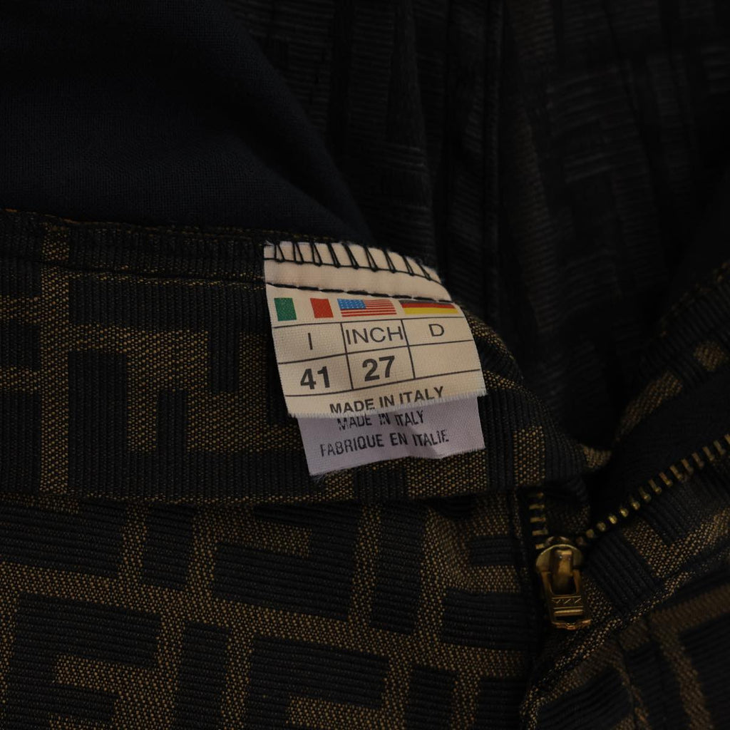 FENDI Zucca Canvas Pants Polyester Cotton XL Brown Black am4242