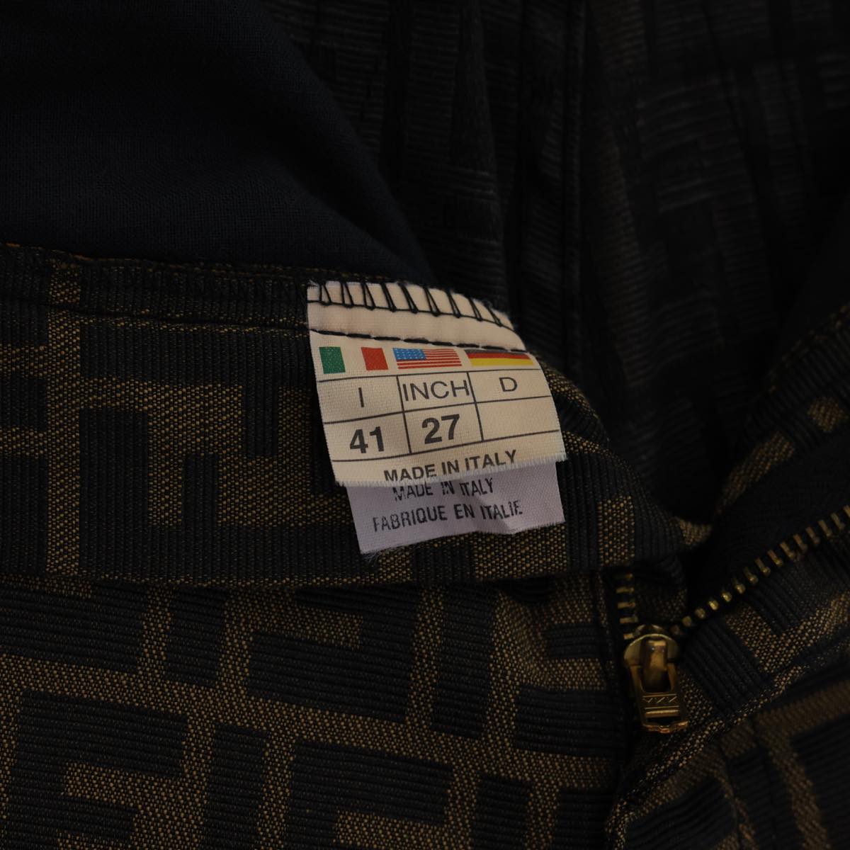 FENDI Zucca Canvas Pants Polyester Cotton XL Brown Black am4242