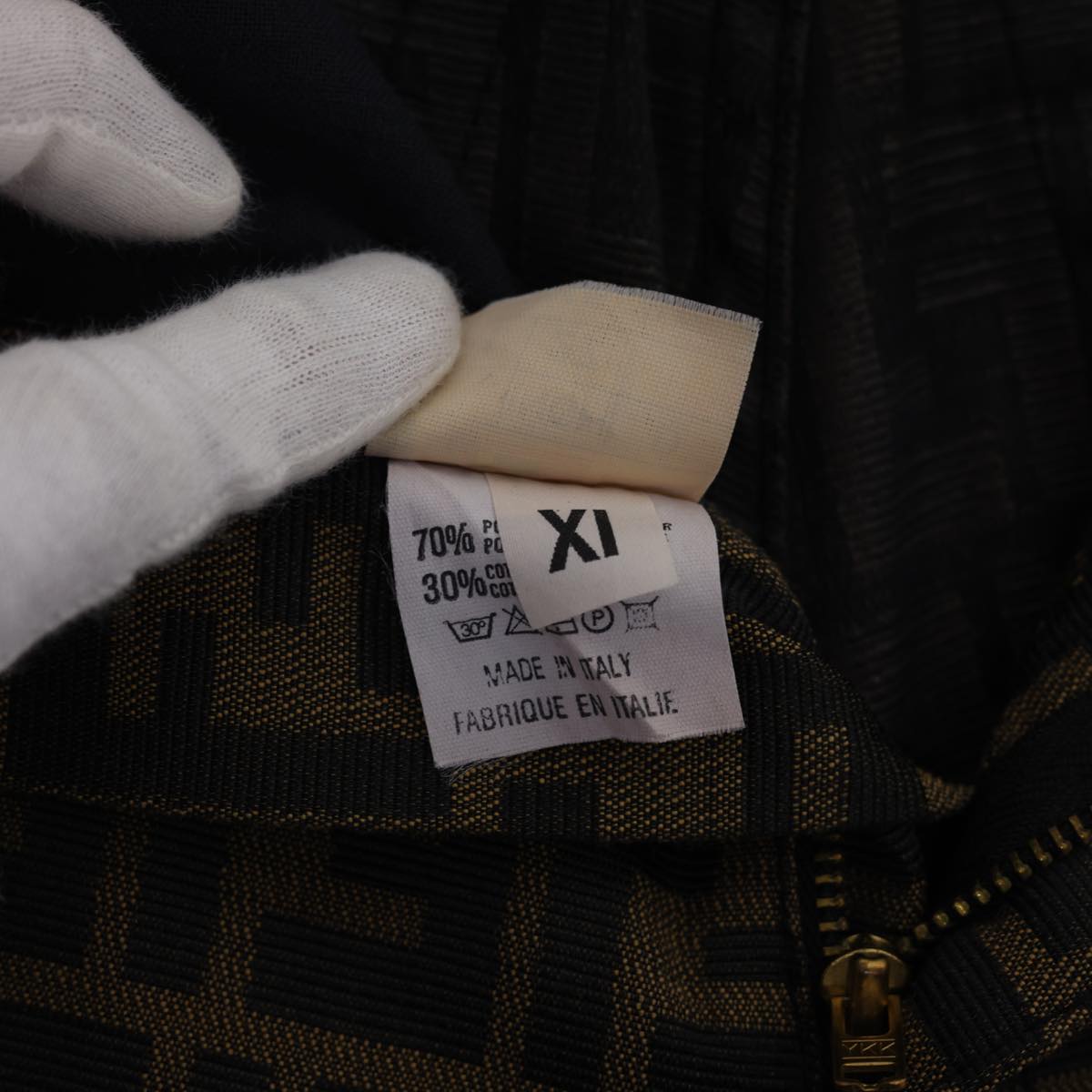 FENDI Zucca Canvas Pants Polyester Cotton XL Brown Black am4242