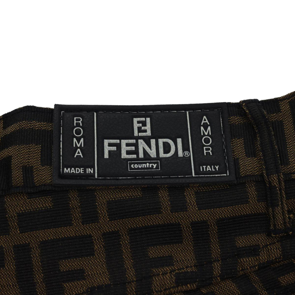 FENDI Zucca Canvas Pants Polyester Cotton XL Brown Black am4242