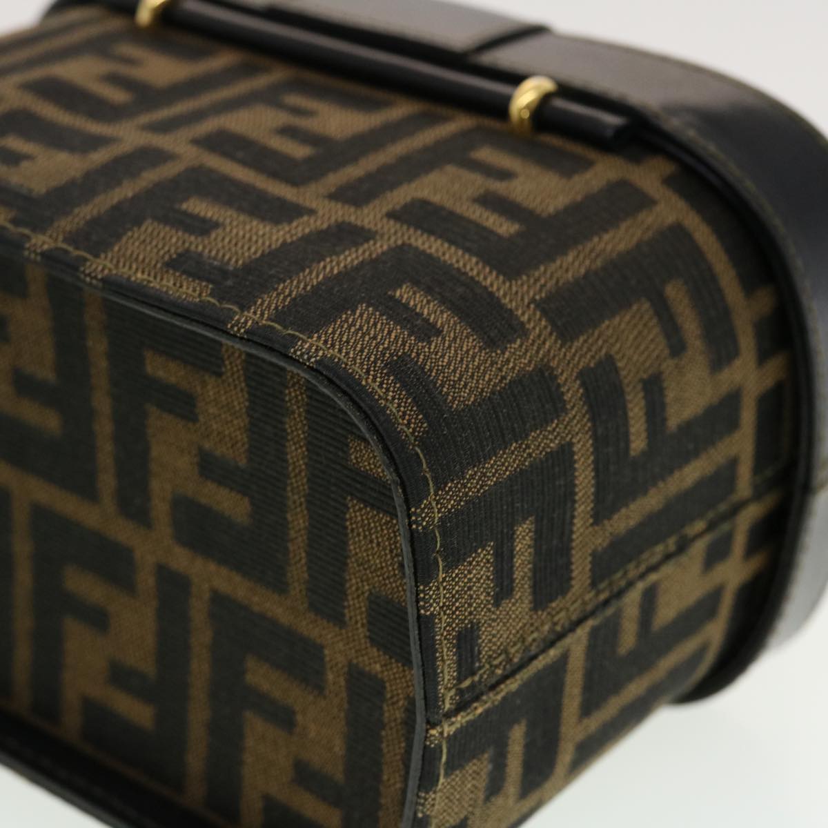 FENDI Zucca Canvas Hand Bag Nylon 2way Brown Black am4252