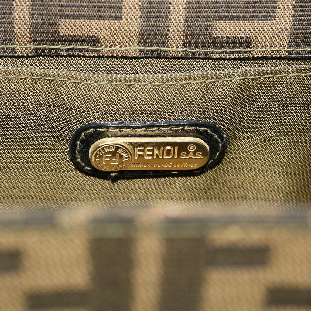 FENDI Zucca Canvas Hand Bag Nylon 2way Brown Black am4252