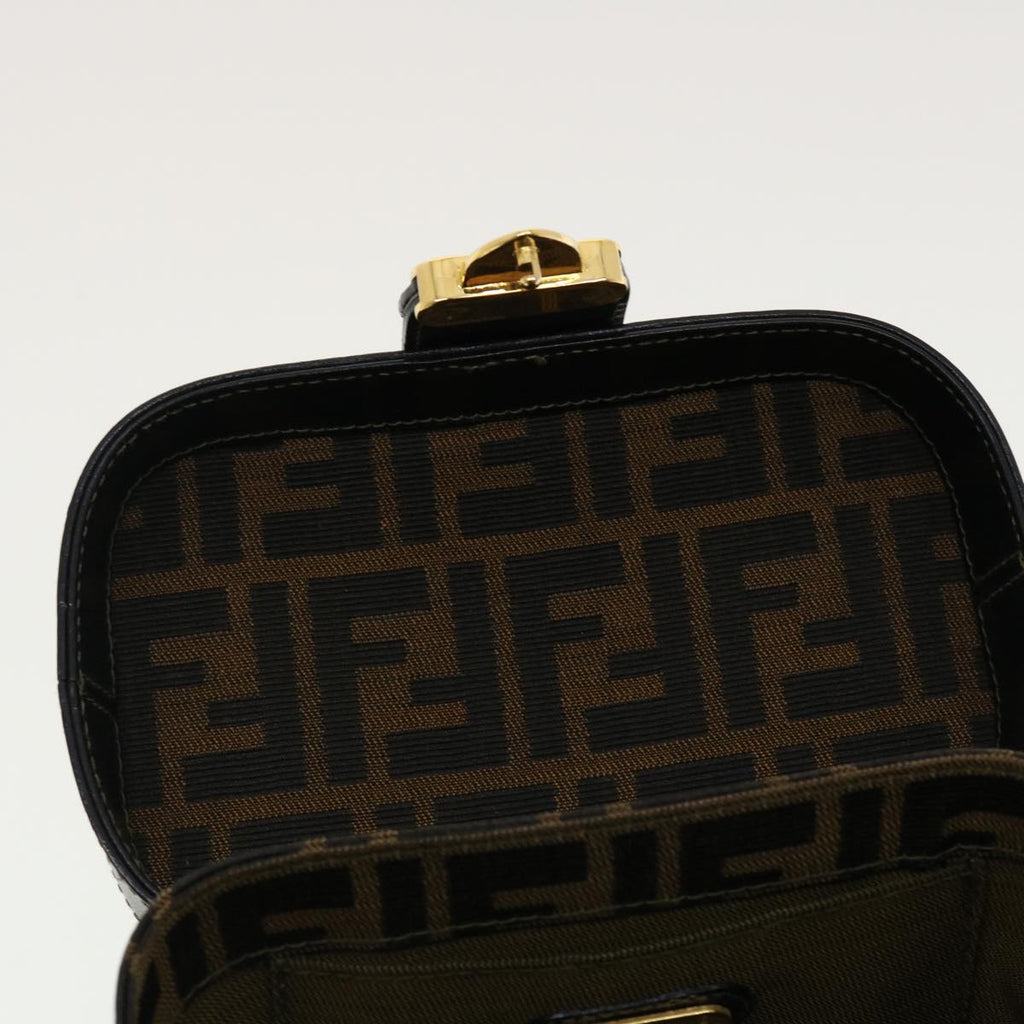 FENDI Zucca Canvas Hand Bag Nylon 2way Brown Black am4252