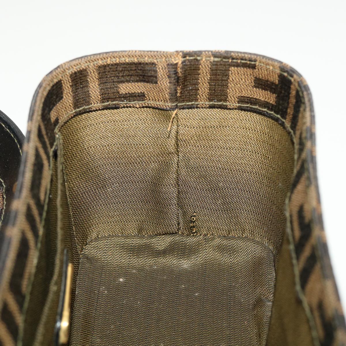 FENDI Zucca Canvas Hand Bag Nylon 2way Brown Black am4252
