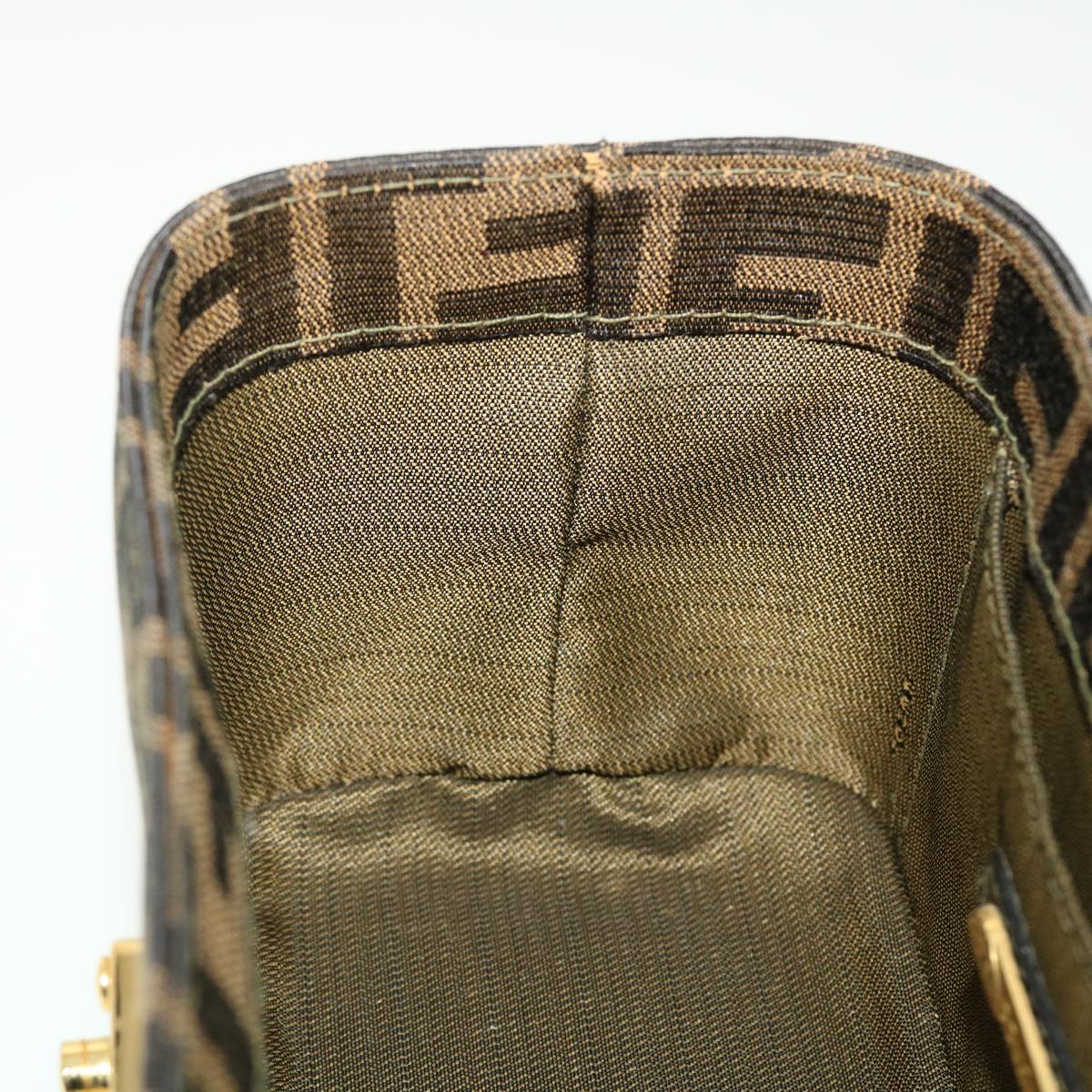 FENDI Zucca Canvas Hand Bag Nylon 2way Brown Black am4252