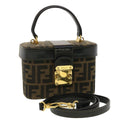 FENDI Zucca Canvas Hand Bag Nylon 2way Brown Black am4252