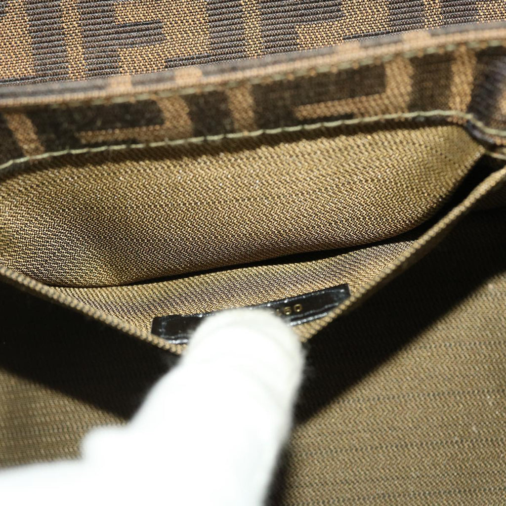 FENDI Zucca Canvas Hand Bag Nylon 2way Brown Black am4252