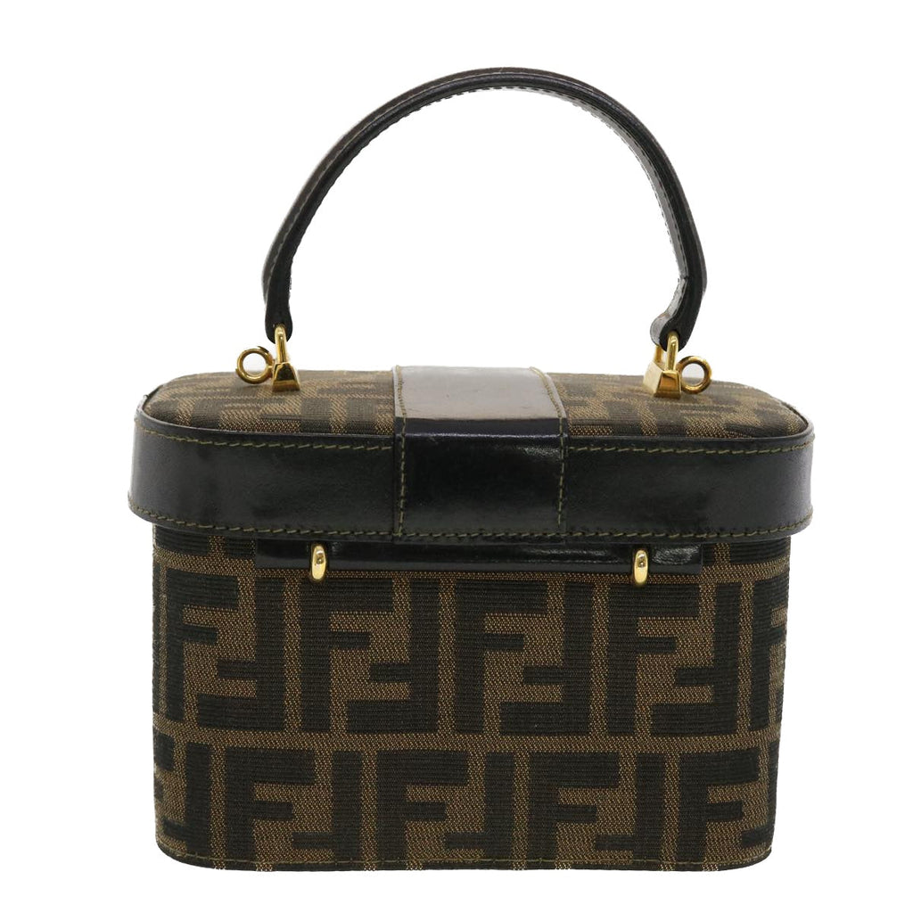 FENDI Zucca Canvas Hand Bag Nylon 2way Brown Black am4252