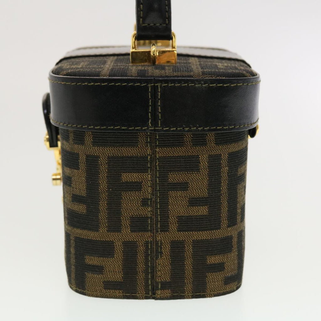 FENDI Zucca Canvas Hand Bag Nylon 2way Brown Black am4252