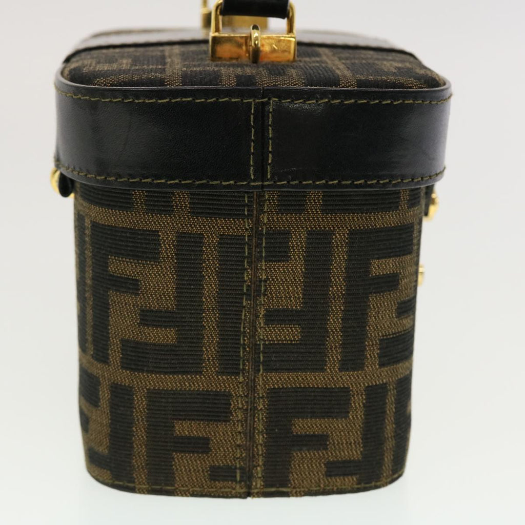 FENDI Zucca Canvas Hand Bag Nylon 2way Brown Black am4252