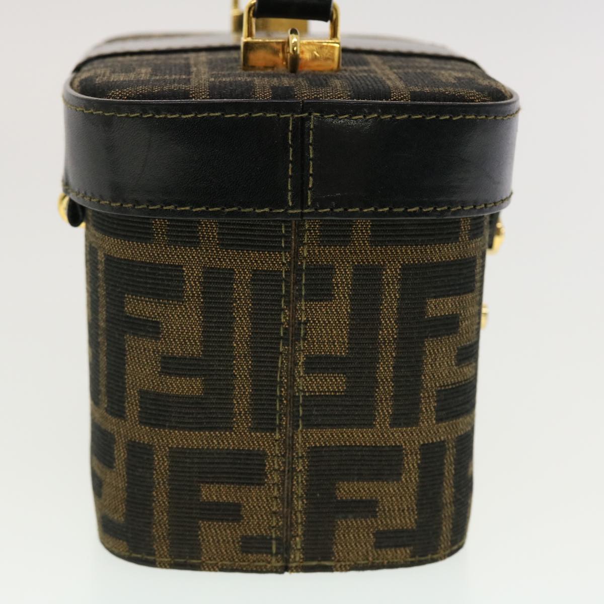 FENDI Zucca Canvas Hand Bag Nylon 2way Brown Black am4252