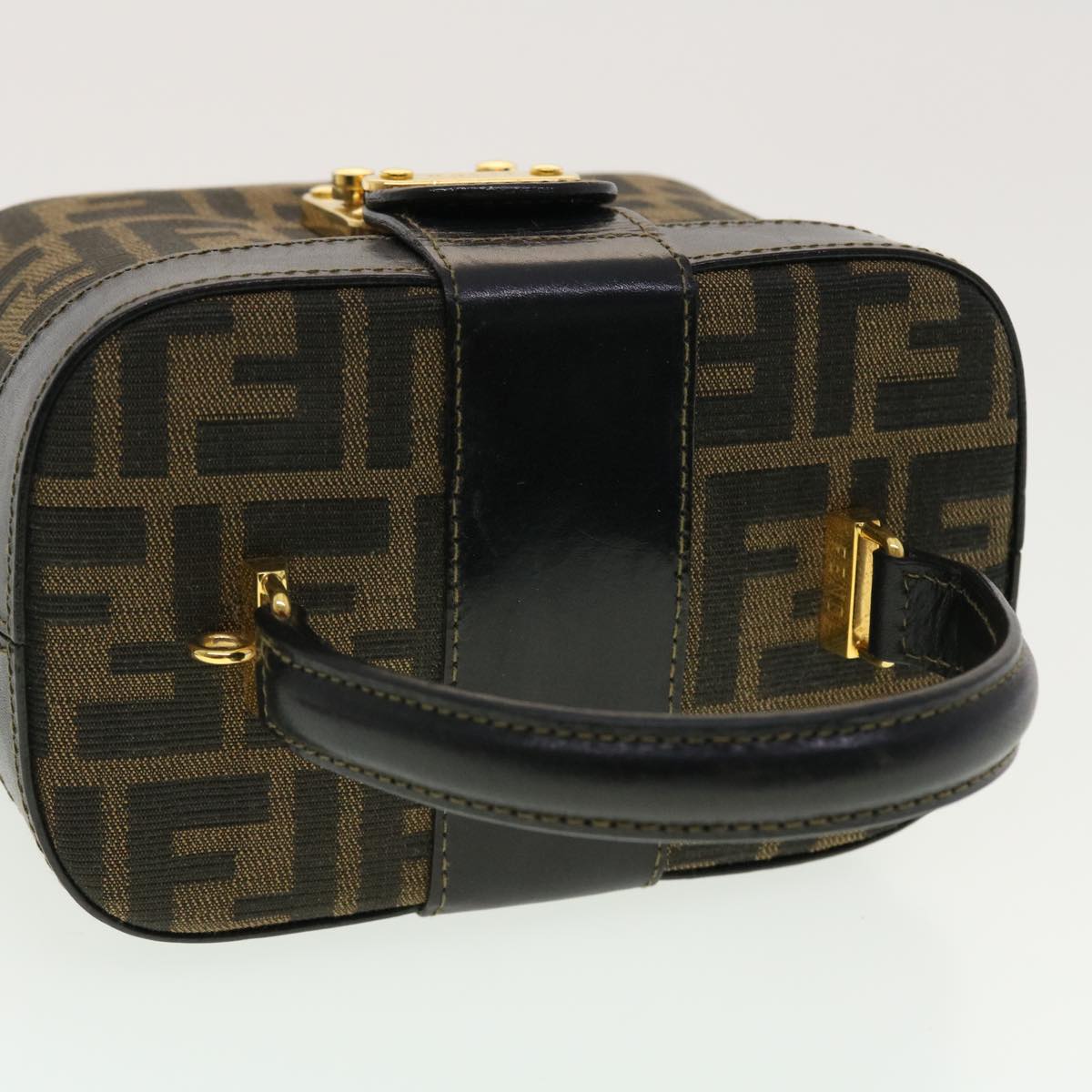 FENDI Zucca Canvas Hand Bag Nylon 2way Brown Black am4252