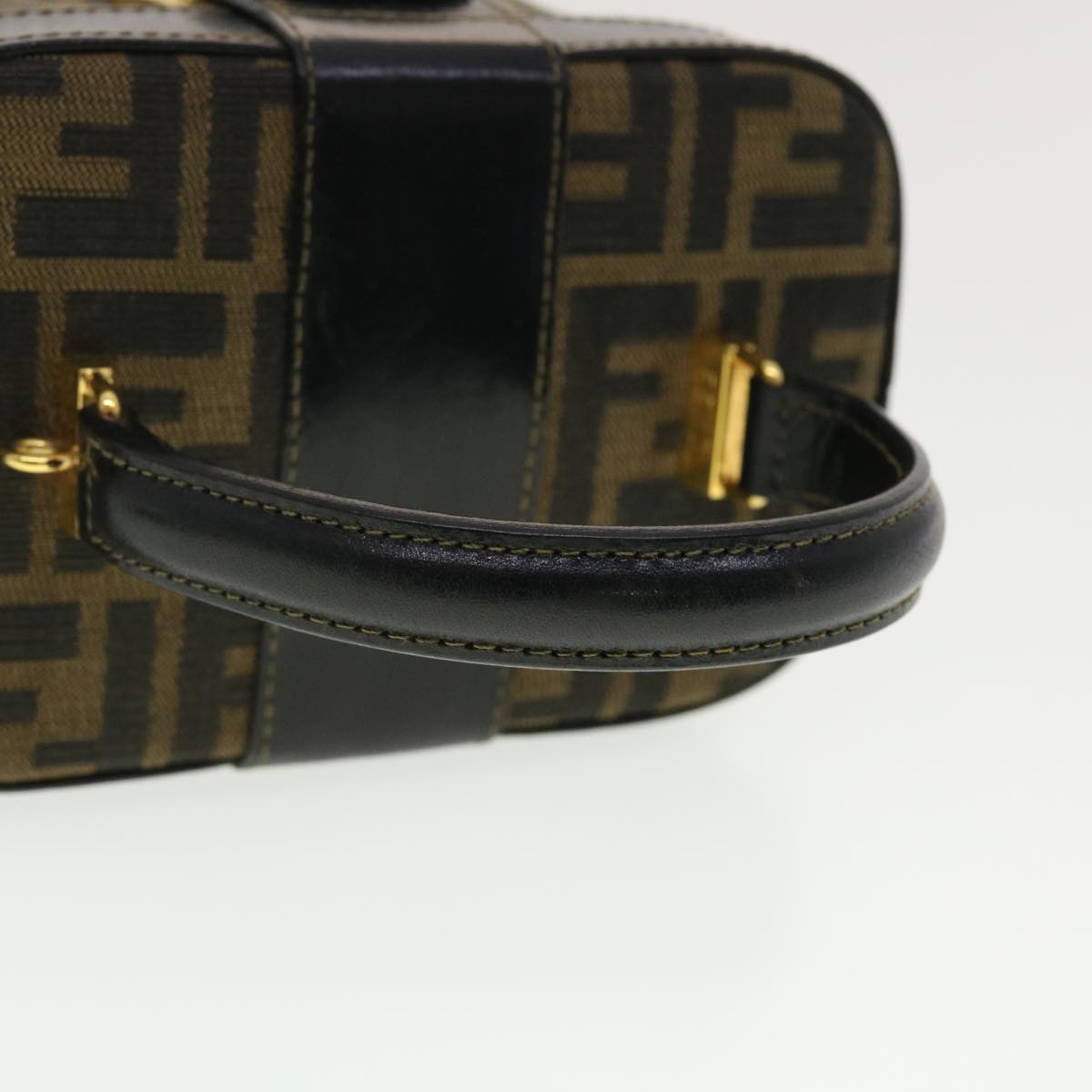 FENDI Zucca Canvas Hand Bag Nylon 2way Brown Black am4252