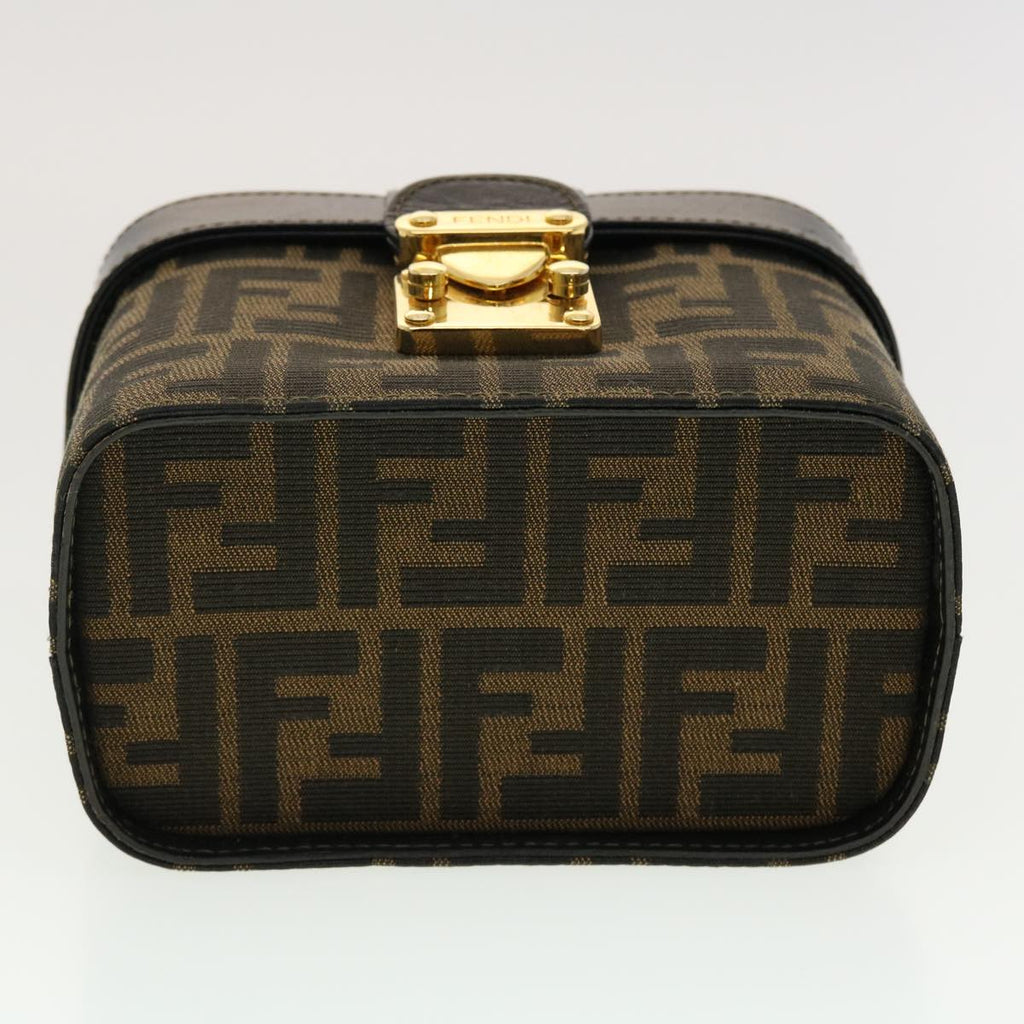 FENDI Zucca Canvas Hand Bag Nylon 2way Brown Black am4252