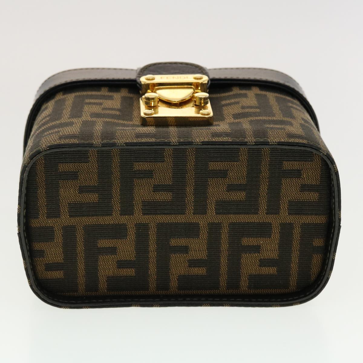 FENDI Zucca Canvas Hand Bag Nylon 2way Brown Black am4252