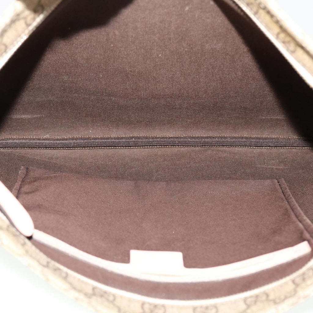GUCCI GG Canvas Shoulder Bag PVC Leather Beige 201446 am4260