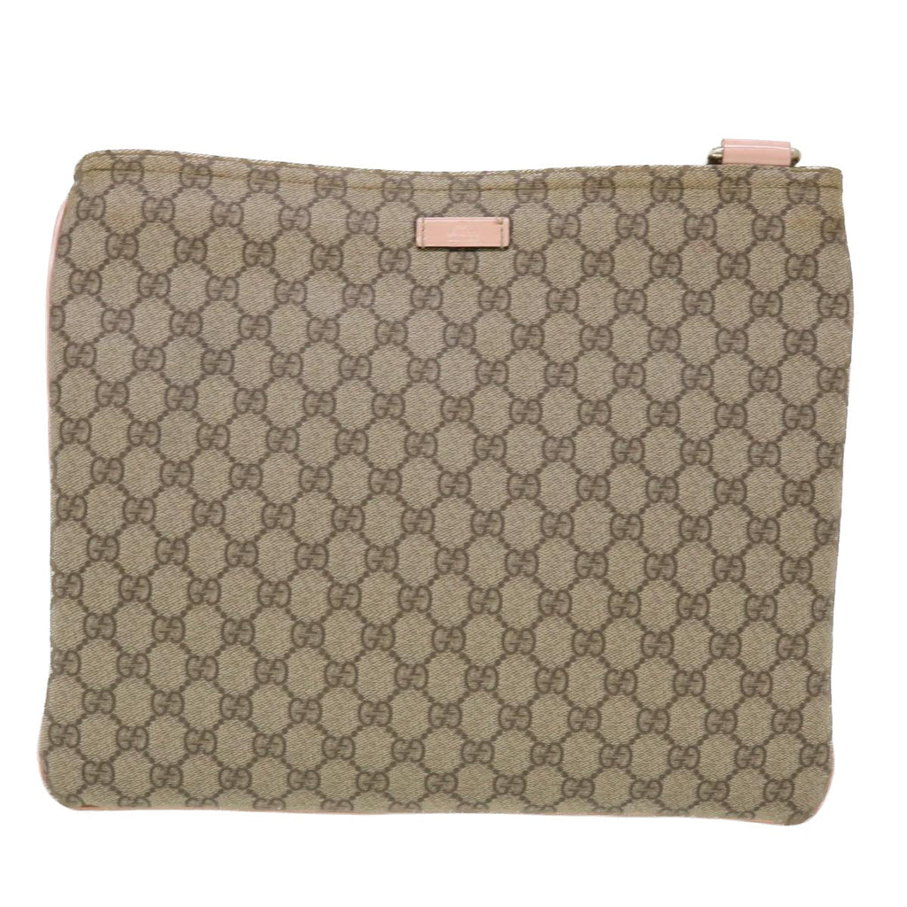 GUCCI GG Canvas Shoulder Bag PVC Leather Beige 201446 am4260
