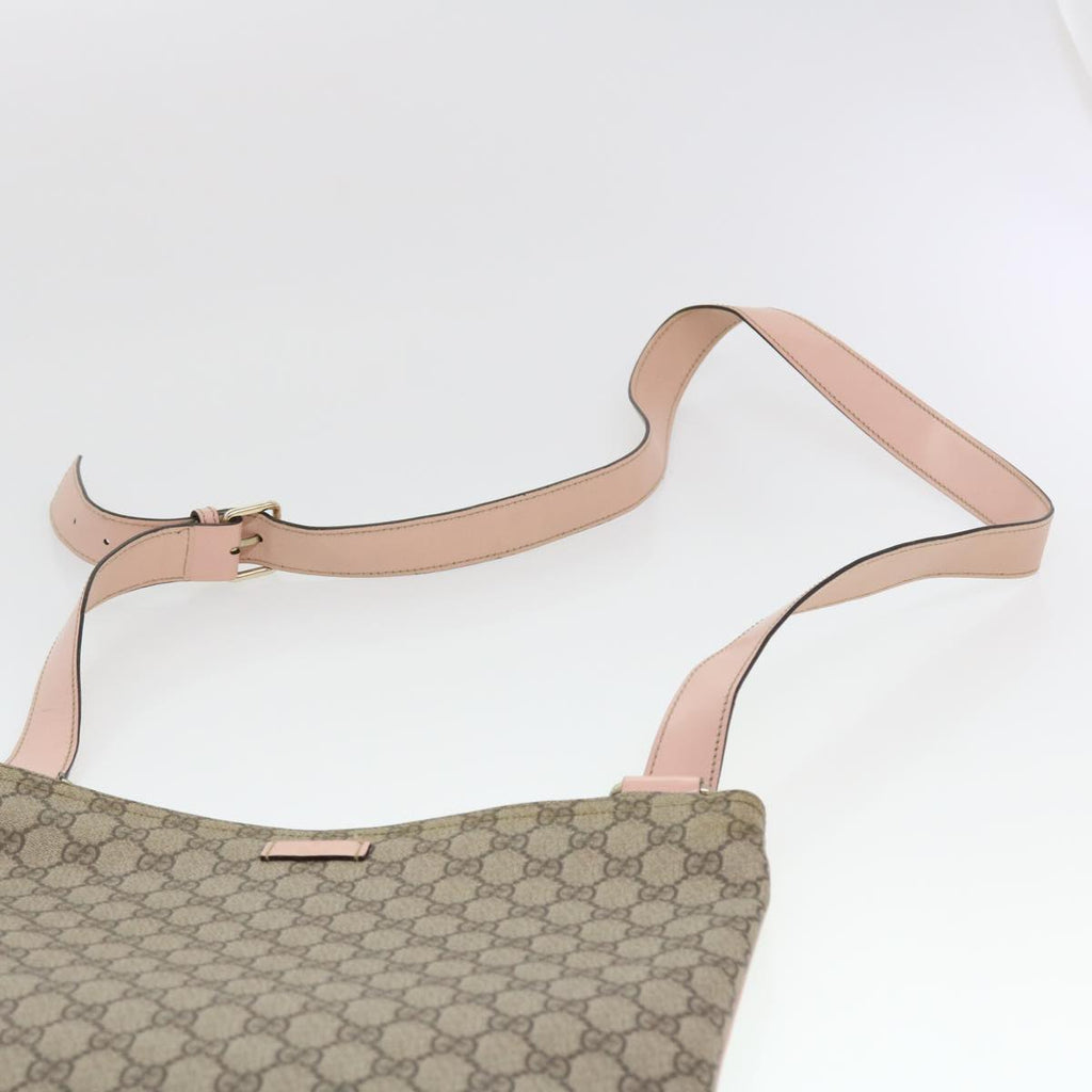 GUCCI GG Canvas Shoulder Bag PVC Leather Beige 201446 am4260