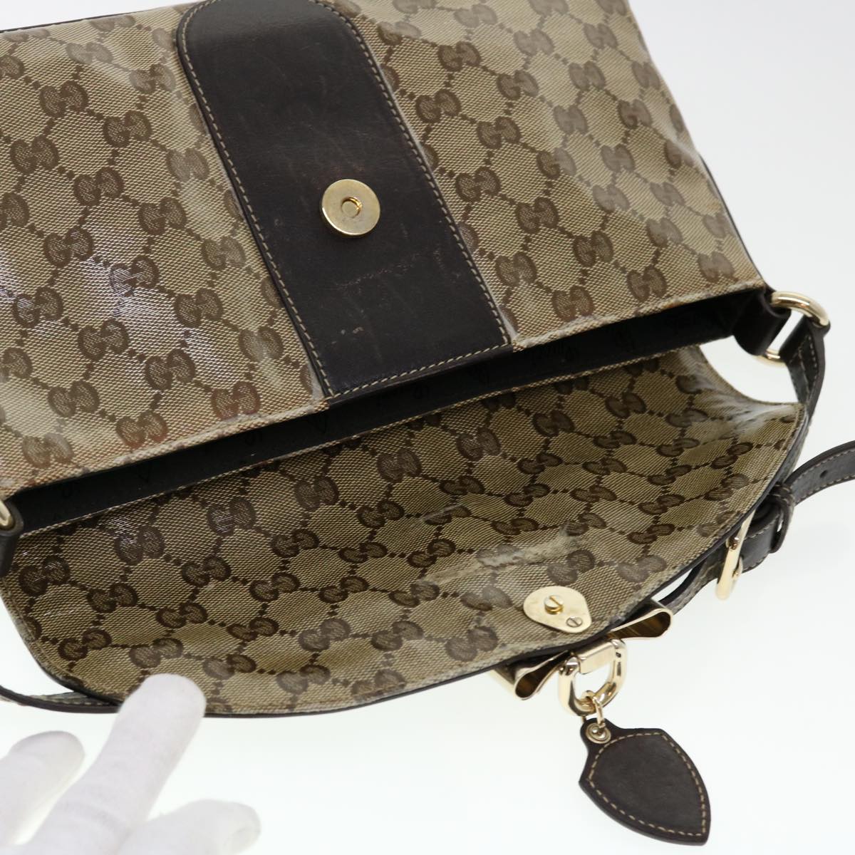 GUCCI GG Canvas Shoulder Bag Coated Canvas Beige 181483 am4265