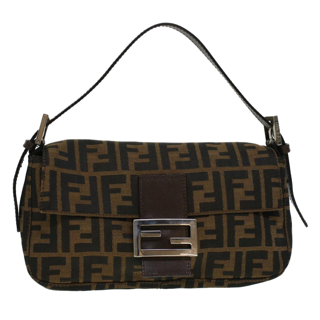 FENDI Zucca Canvas Mamma Baguette Shoulder Bag Brown 2321.26424 am4274