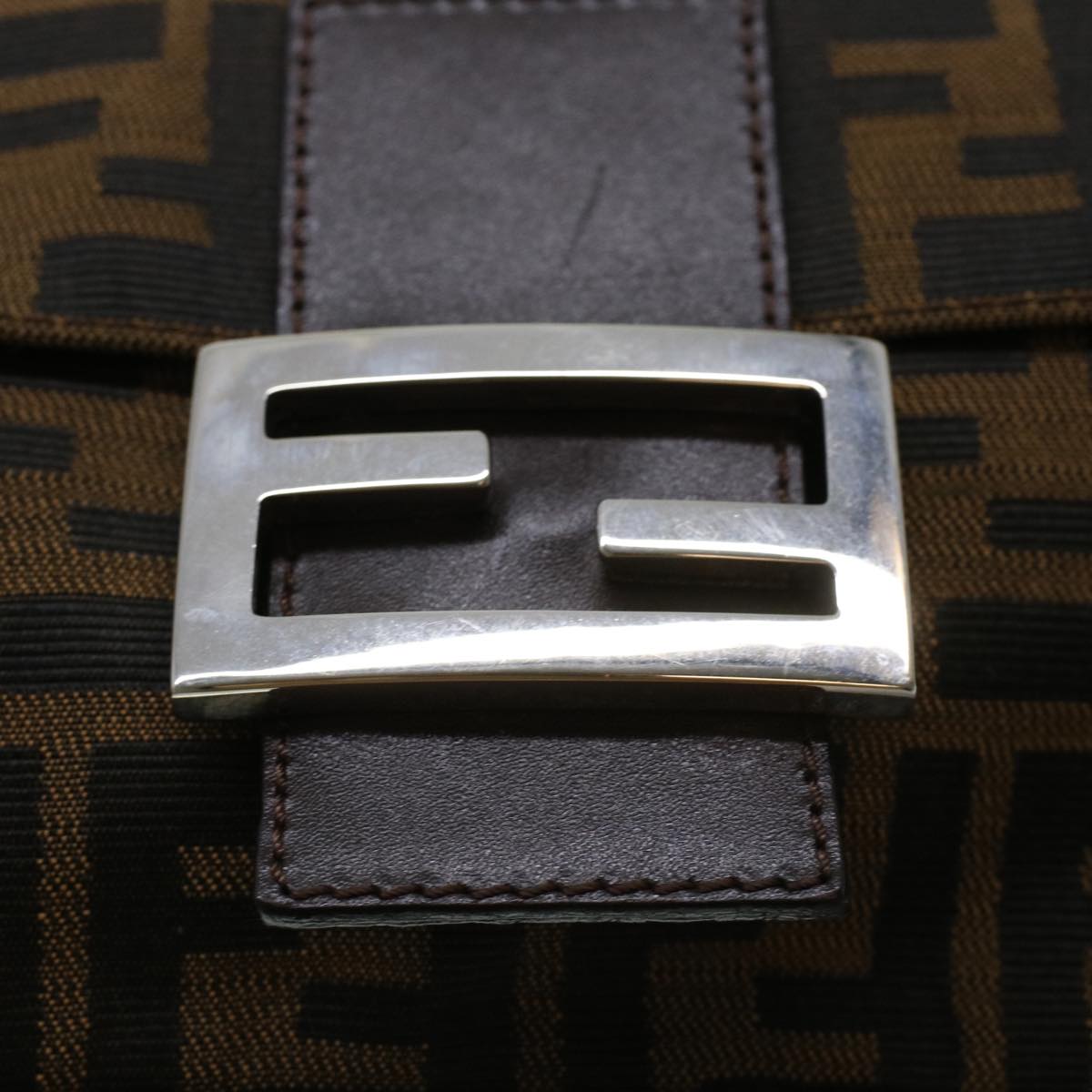 FENDI Zucca Canvas Mamma Baguette Shoulder Bag Brown 2321.26424 am4274
