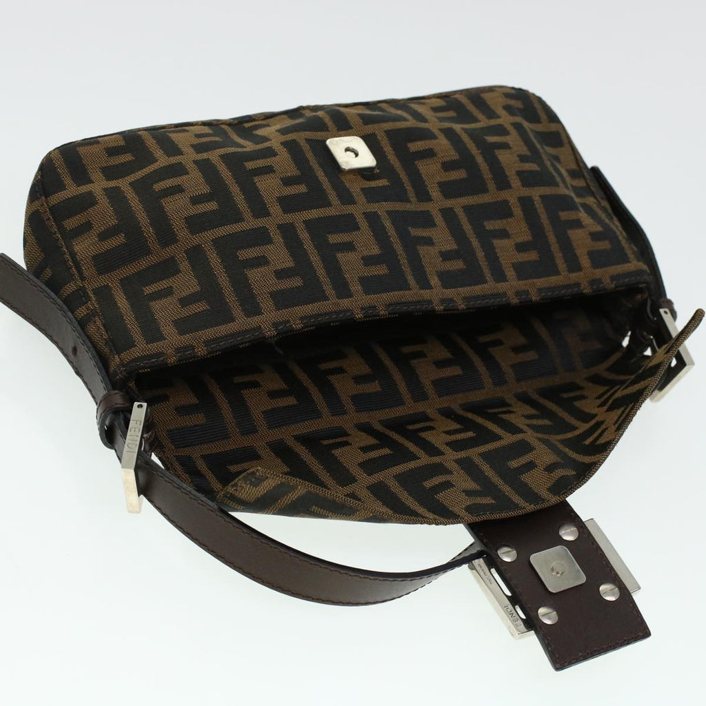 FENDI Zucca Canvas Mamma Baguette Shoulder Bag Brown 2321.26424 am4274