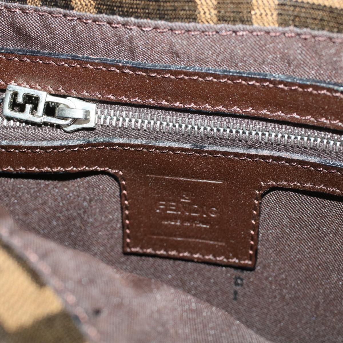 FENDI Zucca Canvas Mamma Baguette Shoulder Bag Brown 2321.26424 am4274