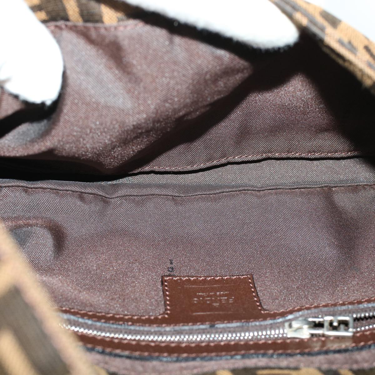 FENDI Zucca Canvas Mamma Baguette Shoulder Bag Brown 2321.26424 am4274