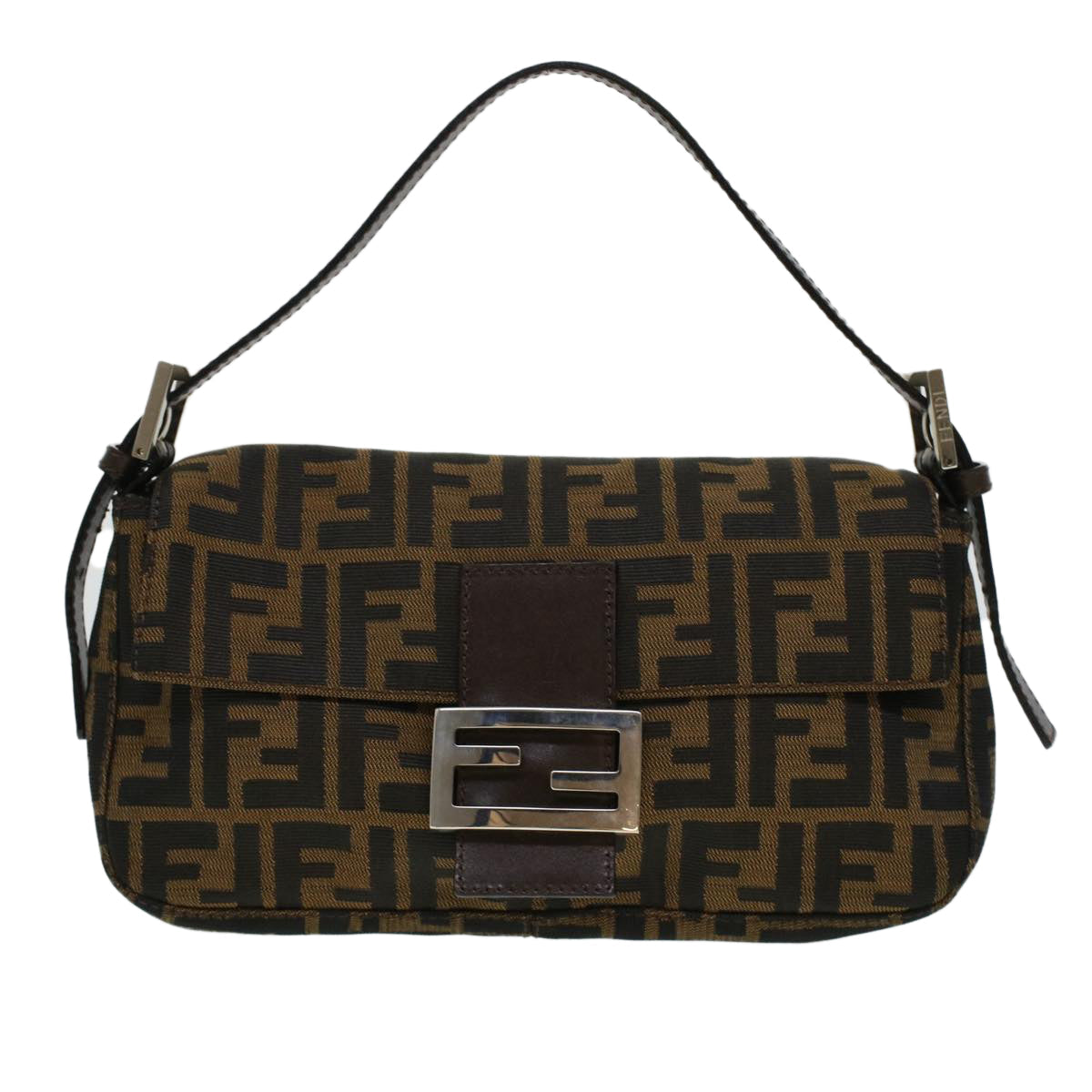 FENDI Zucca Canvas Mamma Baguette Shoulder Bag Brown 2321.26424 am4274