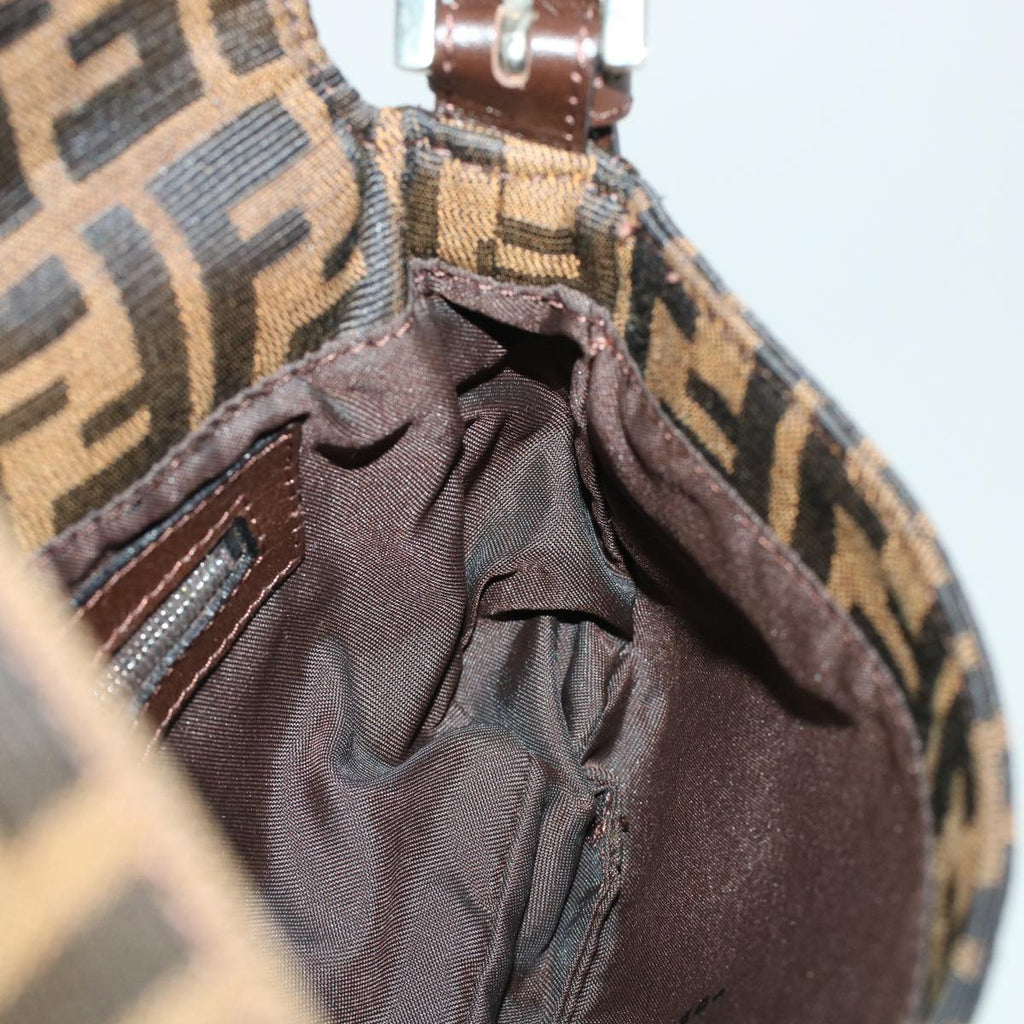 FENDI Zucca Canvas Mamma Baguette Shoulder Bag Brown 2321.26424 am4274